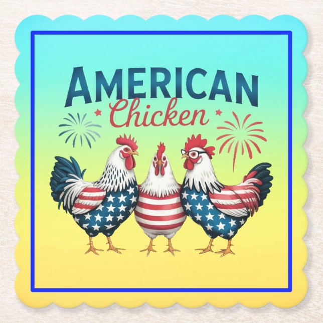 Posavasos De Papel 4 de julio Pollo Americano Patriótico-62987 (Anverso)