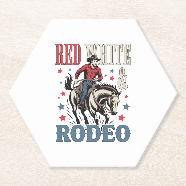Posavasos De Papel 4 de julio Rodeo Cowboy (Anverso)