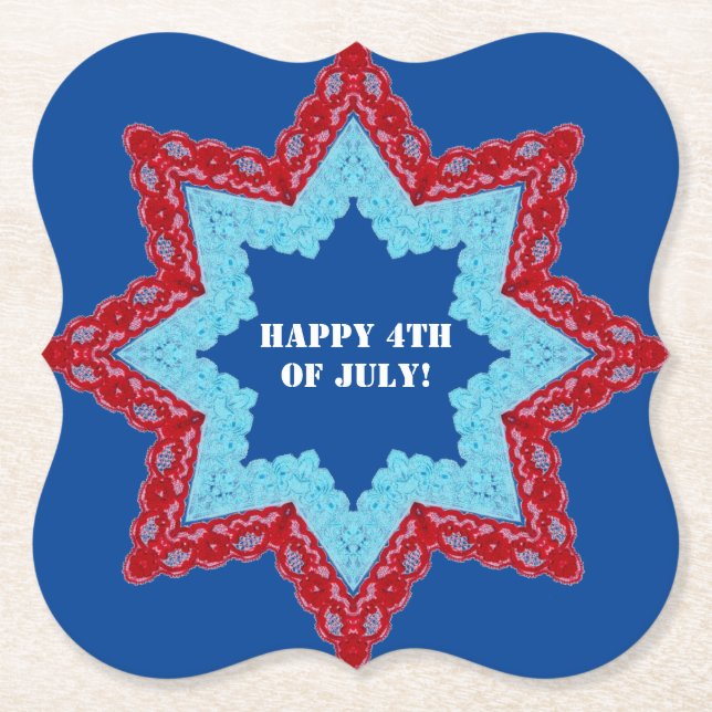 Posavasos De Papel 4th of July Lace Red White Blue    (Anverso)