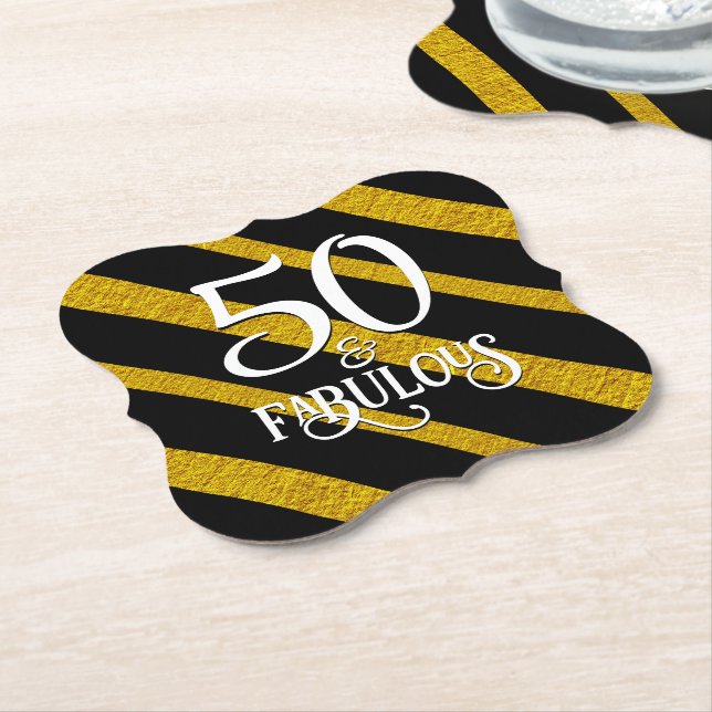 Posavasos De Papel 50 y Fabuloso Negro y Oro (En perspectiva)