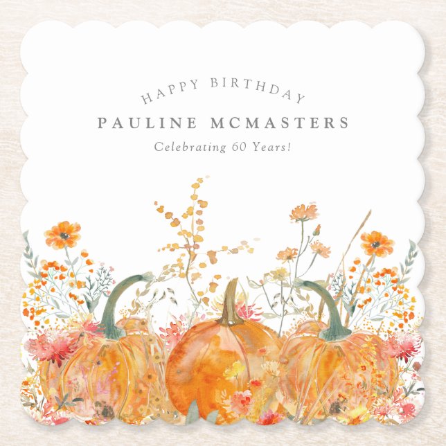 Posavasos De Papel 60.º Personalizado de Flor Silvestre de la Fiesta  (Anverso)