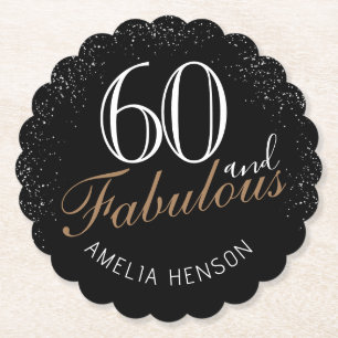 Posavasos De Papel 60 y fabuloso elegante negro 60 cumpleaños