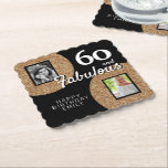 Posavasos De Papel 60 y Fabulous Gold Purpurina 2 Photo 60th Birthday<br><div class="desc">60 y Fabulous Gold Purpurina 2 Photo 60th Birthday Party Coaster. Añade tus fotos - puedes usar fotos antiguas y nuevas. Añade tu nombre y edad.</div>