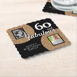 Posavasos De Papel 60 y Fabulous Gold Purpurina 2 Photo 60th Birthday