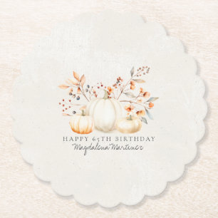 Posavasos De Papel 65.º cumpleaños Cae la Calabaza Blanca Personaliza