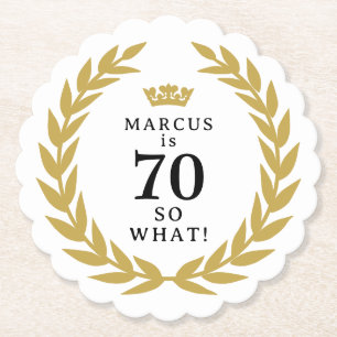 Posavasos De Papel 70 Así que qué gracioso Laurel Wreath corona el 70