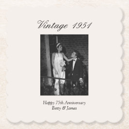 Posavasos De Papel 75th Wedding Anniversary Party Personalized Photo