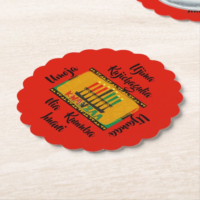 Posavasos De Papel 7 Principios de las velas de Kwanzaa (En perspectiva)
