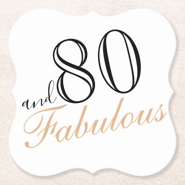 Posavasos De Papel 80 y fabuloso cumpleaños 80 elegante (Anverso)