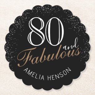 Posavasos De Papel 80 y fabuloso elegante negro 80 cumpleaños