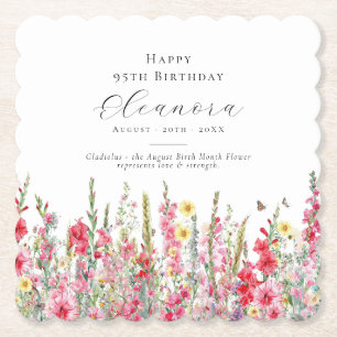 Posavasos De Papel 95 Agosto Cumpleaños Personalizado de Flor de Naci