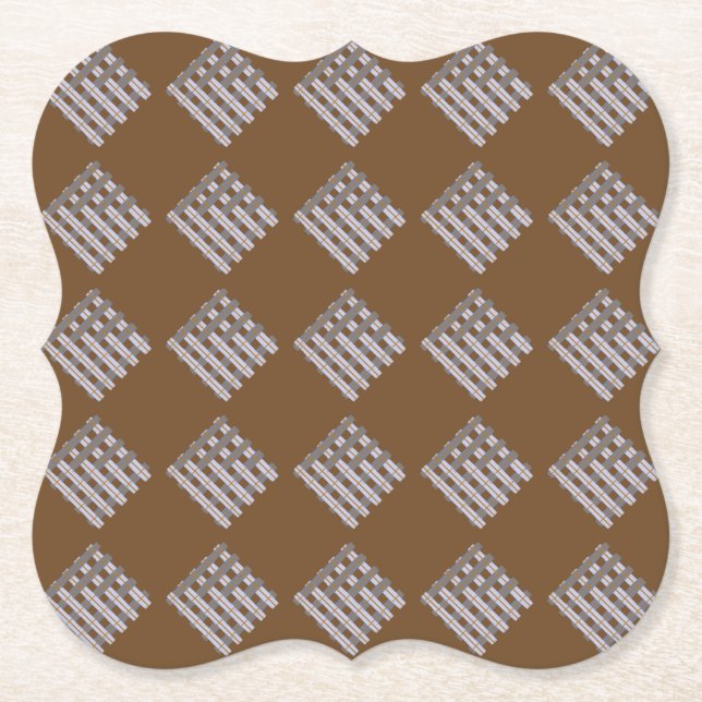 Posavasos de papel a cuadros marrones (Anverso)