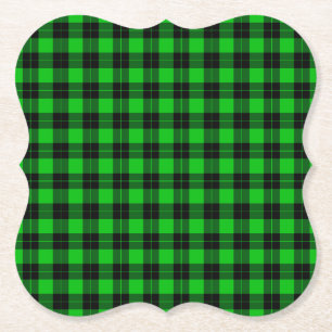 Posavasos de papel a cuadros verde y negro