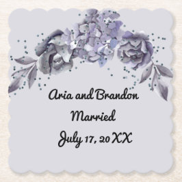 Posavasos de papel a juego para boda en azul pizar