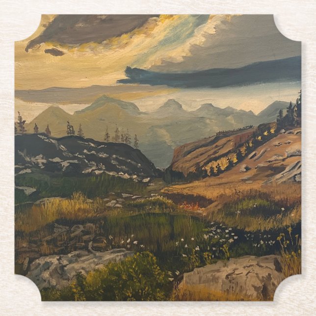 Posavasos De Papel A las montañas, original de Gary Poling (Anverso)