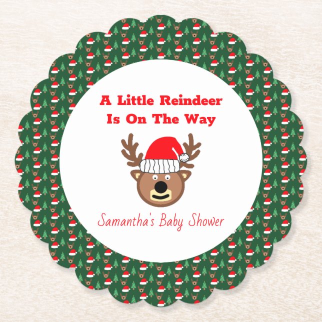 Posavasos De Papel A Little Reindeer Is On The Way (Anverso)