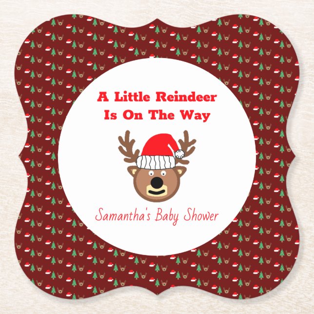 Posavasos De Papel A Little Reindeer Is On The Way (Anverso)