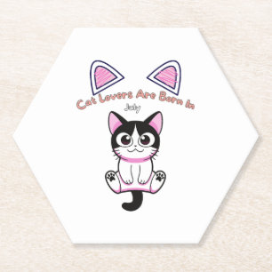 Posavasos De Papel A los amantes lindos de gatos nacen en julio