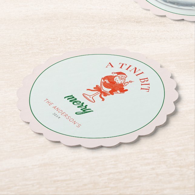 Posavasos De Papel A Tini Bit Merry Christmas Santa Claus (En perspectiva)