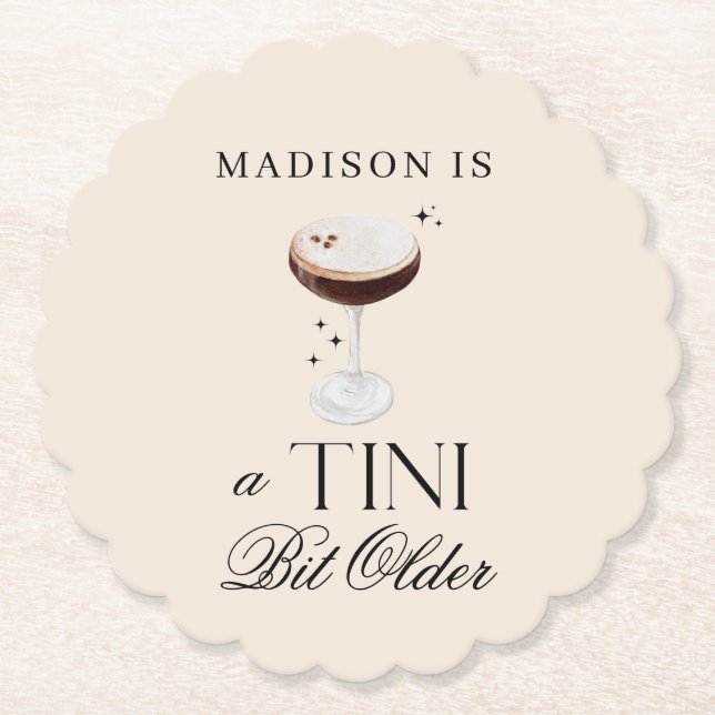 Posavasos De Papel a Tini bit Older Espresso Martini Cumpleaños (Anverso)