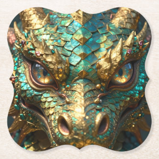 Posavasos De Papel A Turquoise and Gold Dragon Mystical