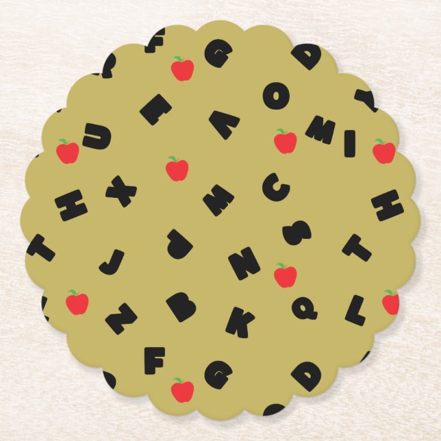 Posavasos De Papel abc kindergarten letter safari wild tree school (Anverso)