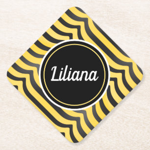 Posavasos De Papel Abeja de buey amarillo a rayas y negro