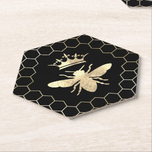 Posavasos De Papel abeja reina en negro