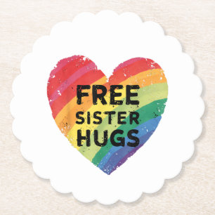 Posavasos De Papel Abrazos Gratis de Hermana Mes del Orgullo LGBT Gay
