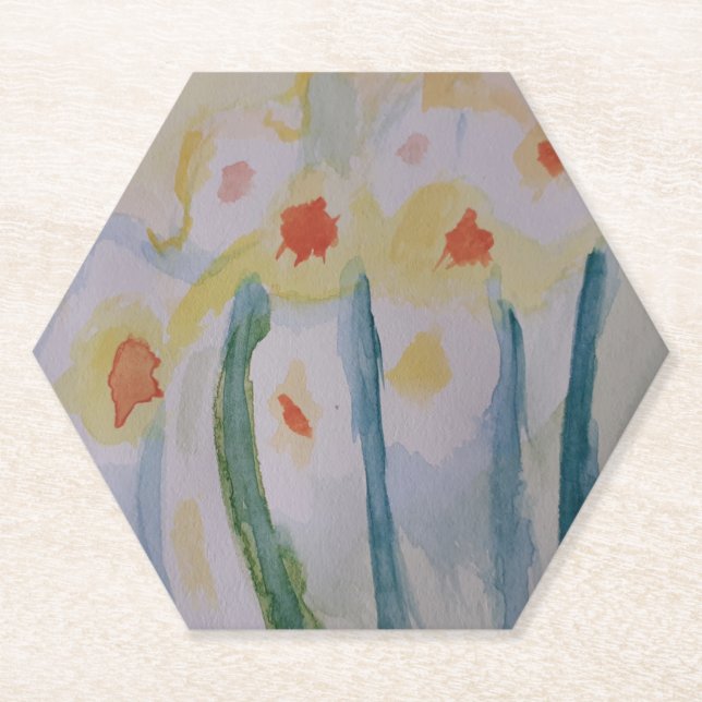 Posavasos De Papel Abstract Daffodils Paper Coaster (Anverso)