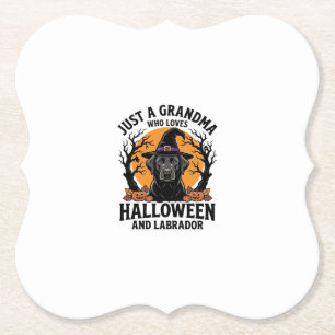 Posavasos De Papel Abuela Halloween Labrador Divertido Vintage_1