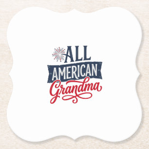 Posavasos De Papel Abuela Patriótica Americana Diseño de Fuegos Artif