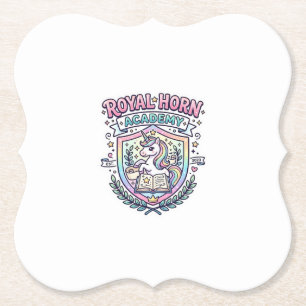 Posavasos De Papel Academia Cuerno Real Unicornio Tipografía Negrita