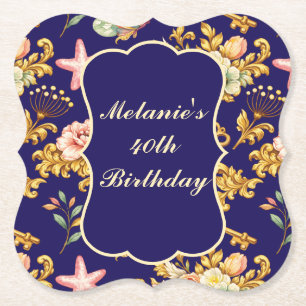 Posavasos De Papel Acanthus Dorado Cumpleaños 40