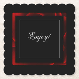 Posavasos De Papel Acento floral rojo moderno