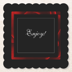 Posavasos De Papel Acento Floral Rojo Moderno