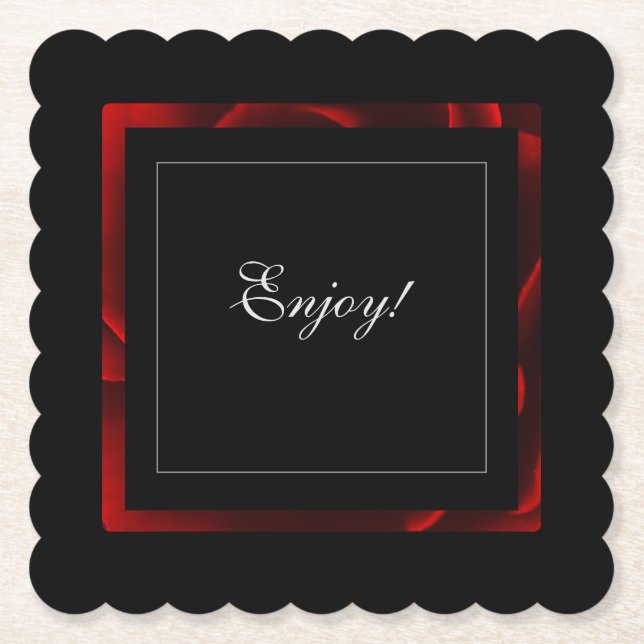 Posavasos De Papel Acento floral rojo moderno (Anverso)