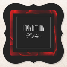 Posavasos De Papel Acento floral rojo moderno