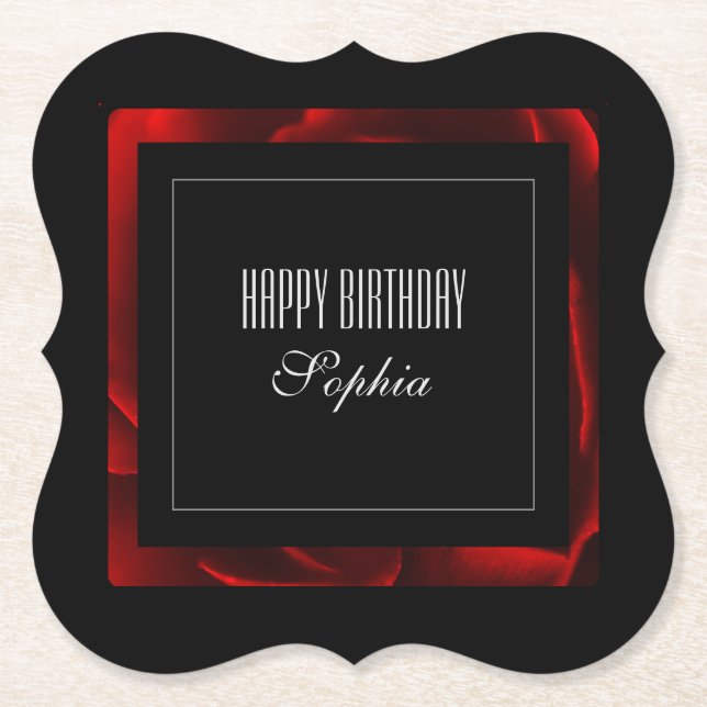 Posavasos De Papel Acento floral rojo moderno (Anverso)