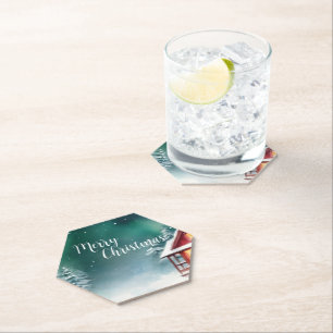 Posavasos De Papel Acuarela alegre salvaje Navidad Pine tree Fiesta d