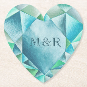 Posavasos De Papel Acuarela Aquamarine El día de San Valentín Corazón