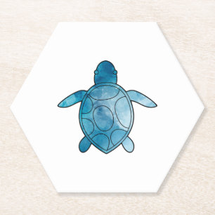 Posavasos De Papel Acuarela azul de la tortuga marina