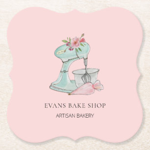 Posavasos De Papel Acuarela Cocina panadería rosa