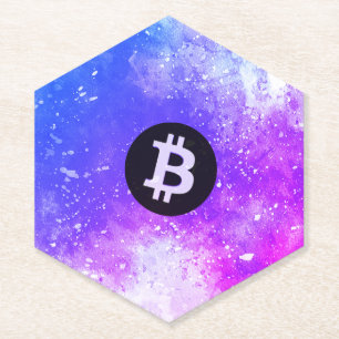 Posavasos De Papel Acuarela de Bitcoin (Estilo 2 - Miami)