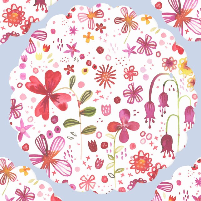 Posavasos De Papel Acuarela de flores silvestres (Watercolor wild flower pattern modern party paper coasters)