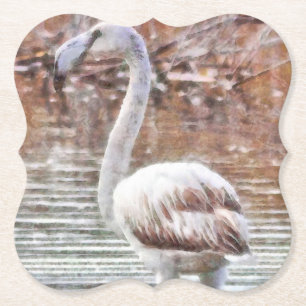 Posavasos De Papel Acuarela Flamingo Exótico