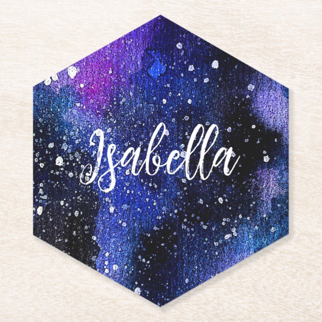 Posavasos De Papel Acuarela Purple Universo (Anverso)