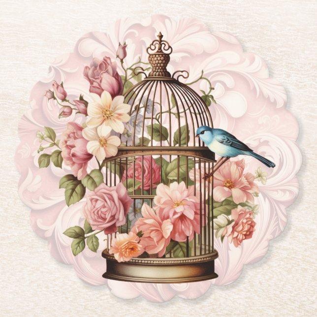 Posavasos De Papel Acuarela Romántica Vintage Floral (Anverso)