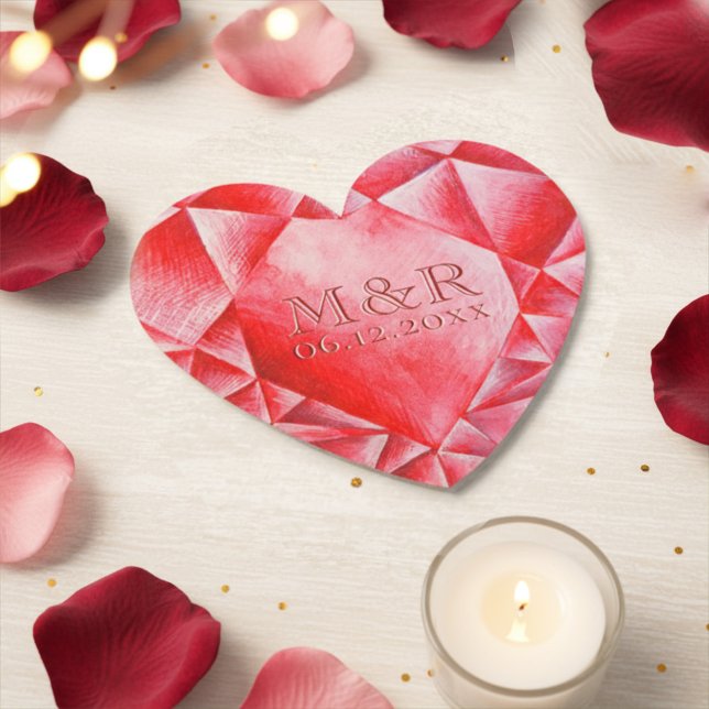 Posavasos De Papel Acuarela Ruby Heart 40° Aniversario del Boda (Subido por el creador)