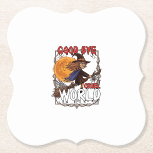 Posavasos De Papel Adiós Mundo Cruel Bruja Halloween Luna Llena Spi